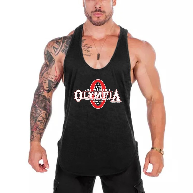 Men Summer Gym Clothing Fitness Sports Stringer Tank Top Men Bodybuilding Vest Running Vest Workout Sleeveless Shirt O-neck