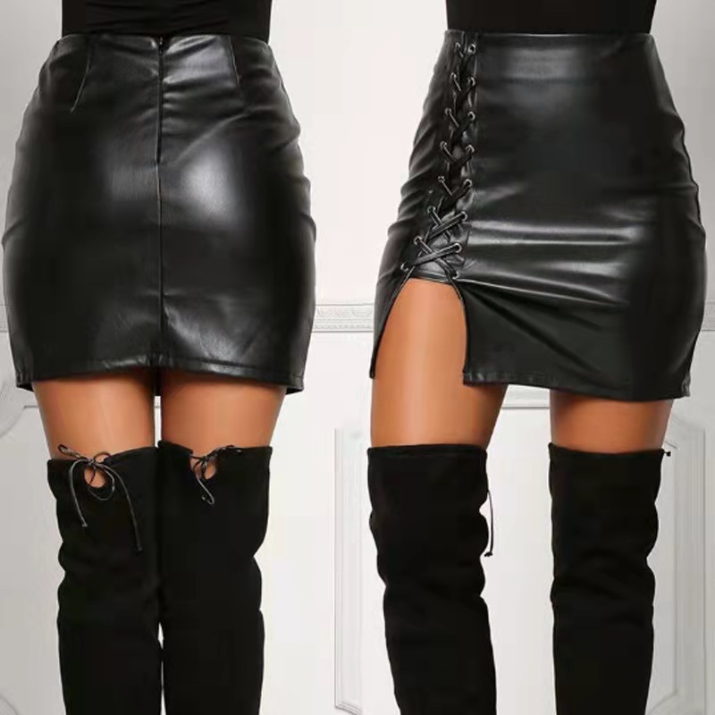 OM- 2025 New Fashionable High-Waisted Wrap Skirt with Side Slits for Women